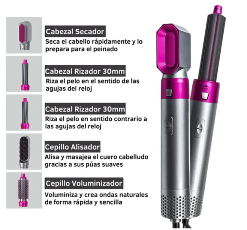 Cepillo Eléctrico Secador Pelo 5 En 1