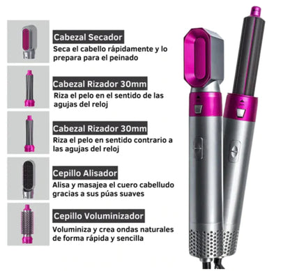 Cepillo Eléctrico Secador Pelo 5 En 1